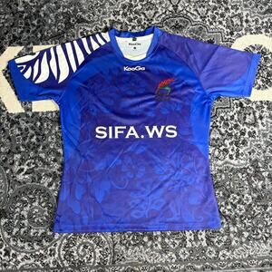 Samoa Rugby Union Home Shirt 2010/2011 Kooga Floral Blue Jersey Sz M Preowned